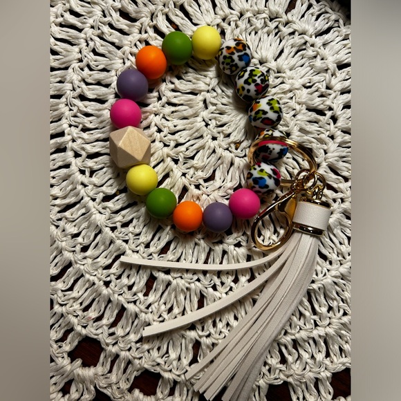 Rubberized beads n colorful choices wristlet key chain with tassel - Picture 1 of 4